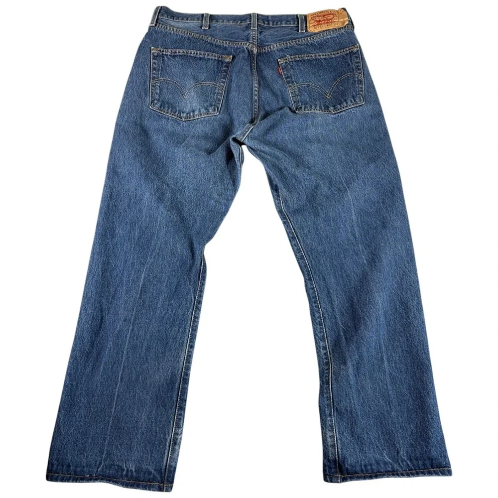 Vintage Levi's 501 Straight‎ Leg Jeans Mens 40x32 Blue Denim Rugged Button Fly
